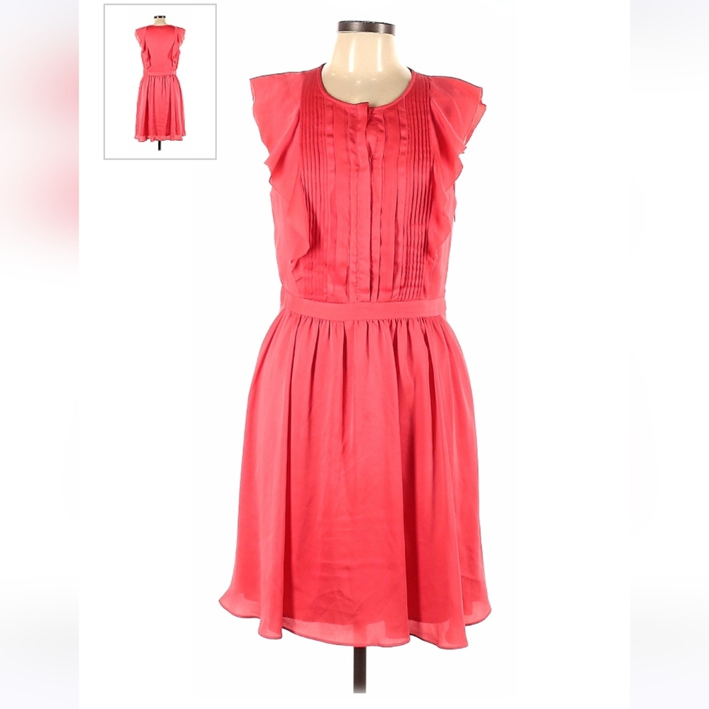 Banana Republic Coral SS Pintuck Flutter Sleeve Dress